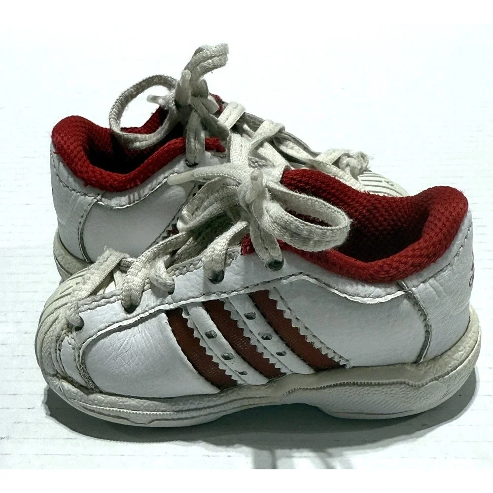 ADIDAS SUPERSTAR adiFIT - Vintage Red & White Rubber Toe Shoes - Toddler Size 4K